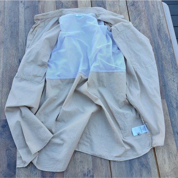 Columbia PFG Short Sleeve Button Up Shirt Men Size 2XL Khaki Vented Top FM7130 - Picture 8 of 12